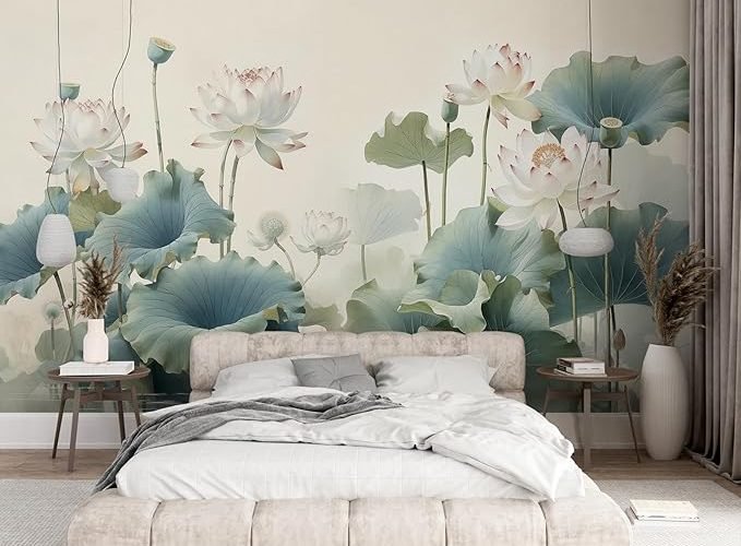 bedroom lotus wallpaper bedroom lotus wallpaper