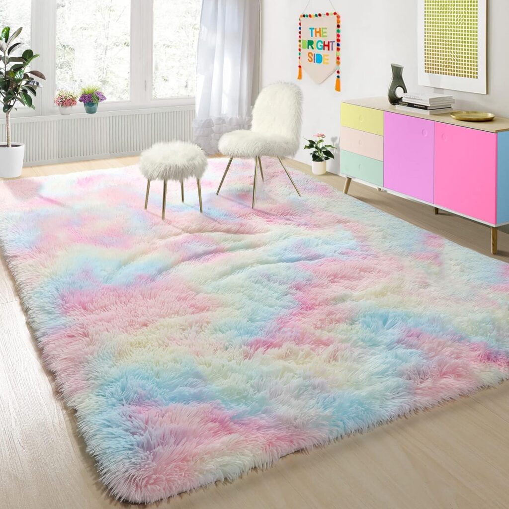 Aesthetic Teen Girl Bedroom rainbow rug