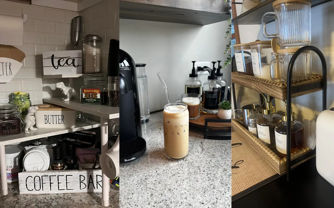 Cute Budget Friendly Small Coffee Bar Ideas for Your Kitchen Counter